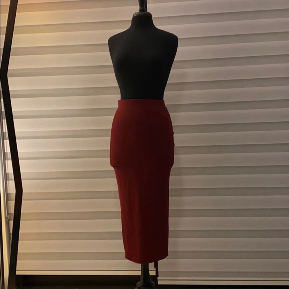 Burgundy midi skirt